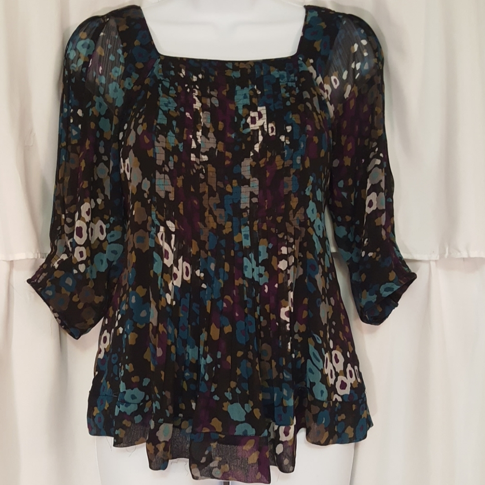 Trulli Pleated Abstract Blouse